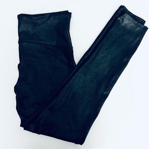 SPANX Metallic Shimmer Liquid Leggings Black Stretch Slimming Shape L